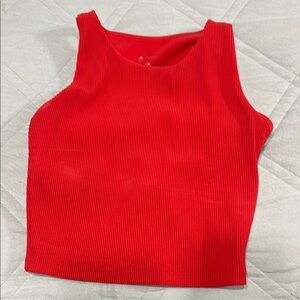 Red Sleeveless Ribbed Top